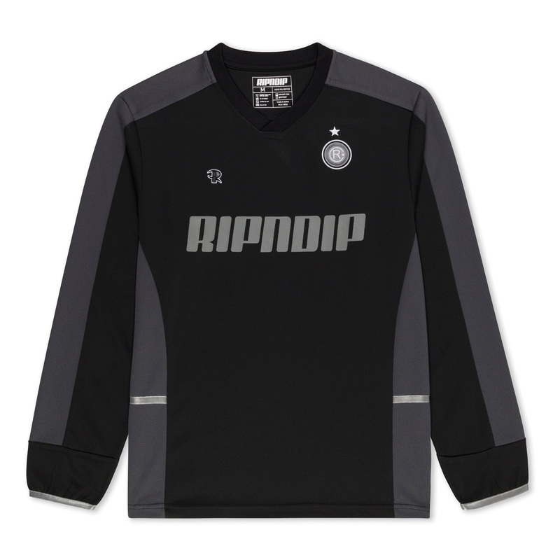 RIPNDIP FC Long Sleeve Soccer Jersey (Black / Charcoal)