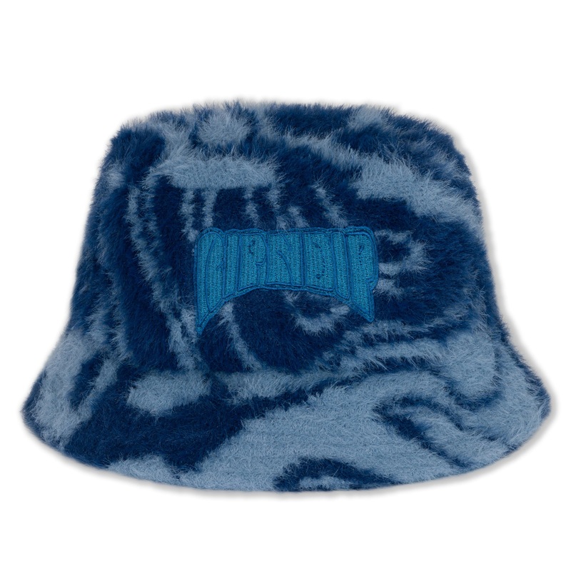 Psychedelic Faux Mohair Bucket Hat (Dark Slate)