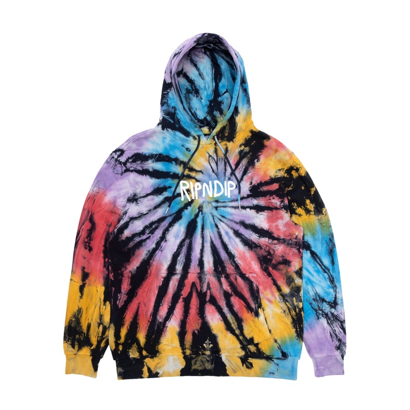 Rubber Logo Hoodie (Sunburst Spiral Tie Dye)