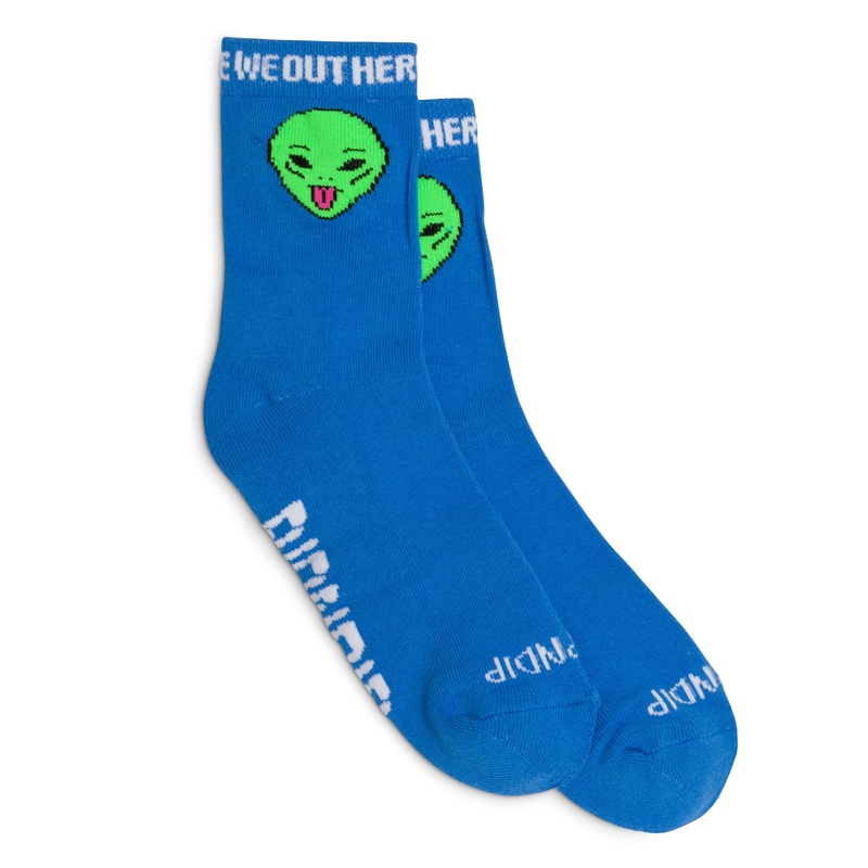 We Out Here Mid Socks (Blue)|One Size