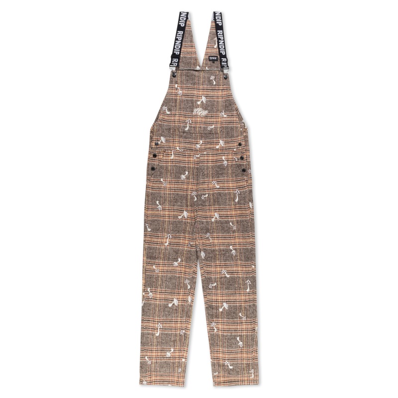 Euphoria Plaid Overalls (Brown Plaid)