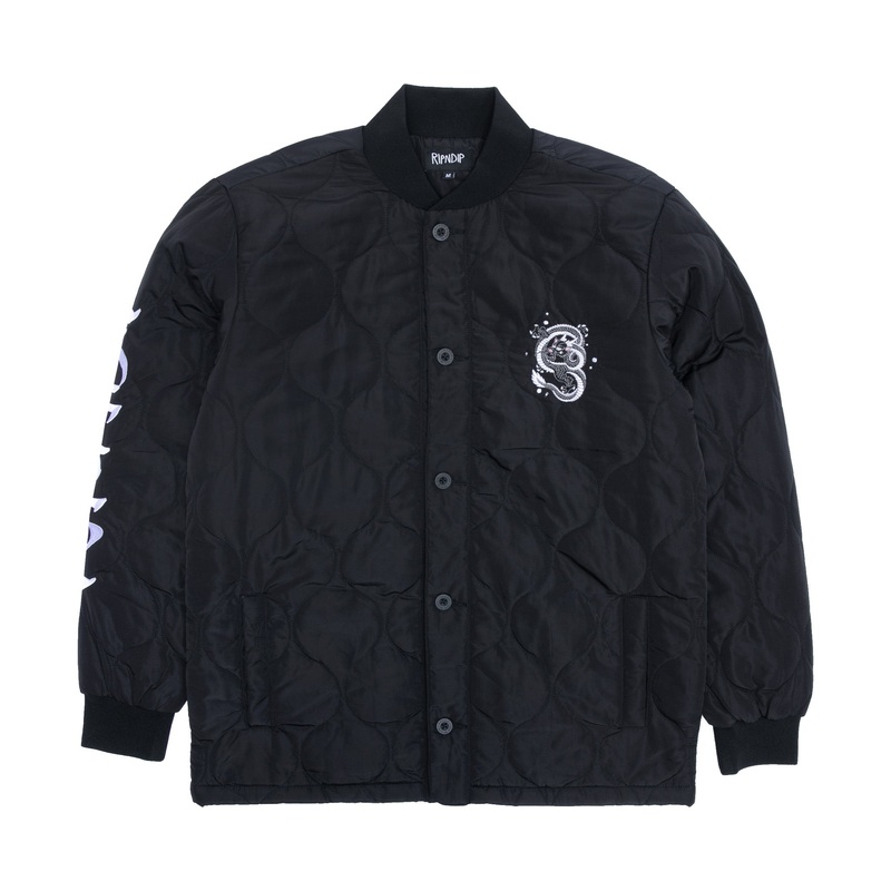 Mystic Jerm Quilted Bomber Jacket (Black)