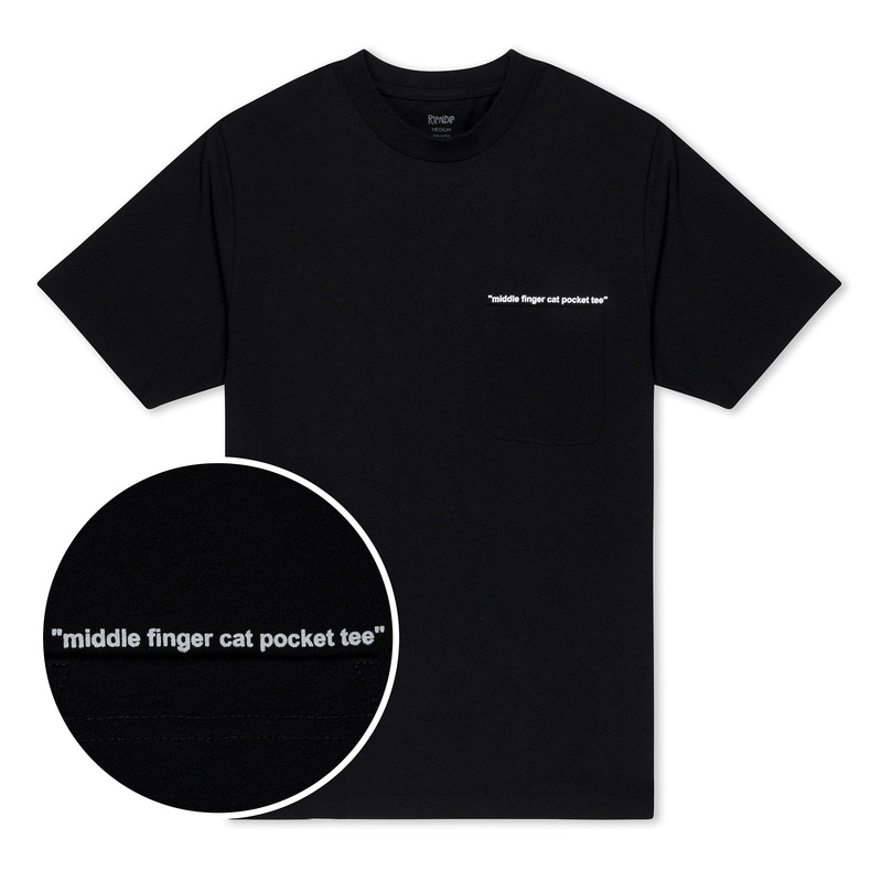 Middle Finger Cat Pocket Tee (Black)
