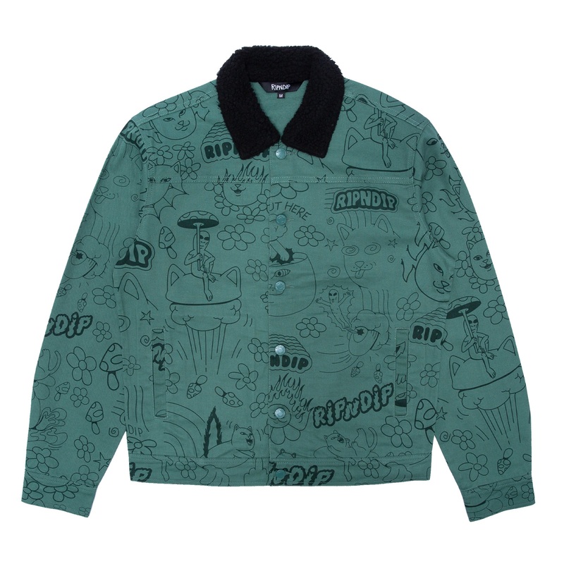 Scribble Button Up Jacket (Forest Green)