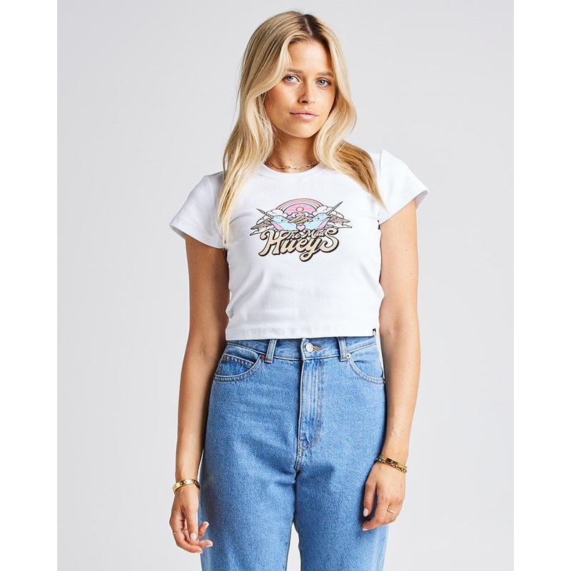 The Mad Hueys Rainbow Narwhals Womens Baby Tee