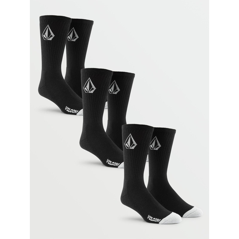 Volcom Full Stone Sock 3 Pack|BLK|WHT|OSFM