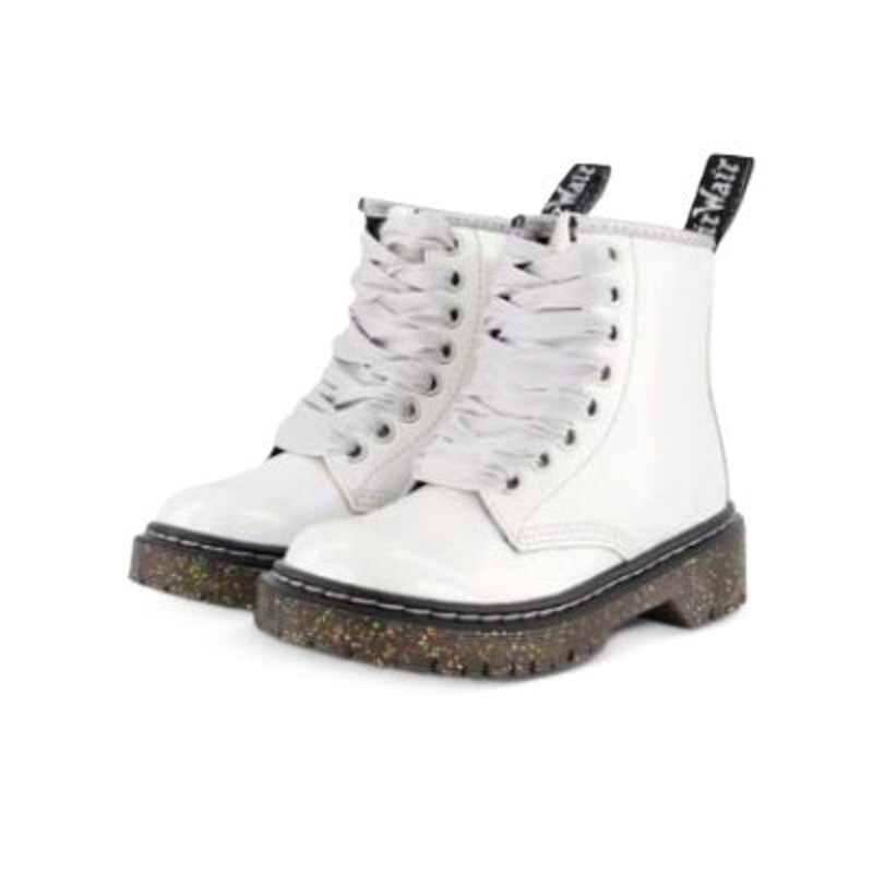 Dr Martens Junior 1460 Bex White / Pink Opalescent Shimmer Leather Boots