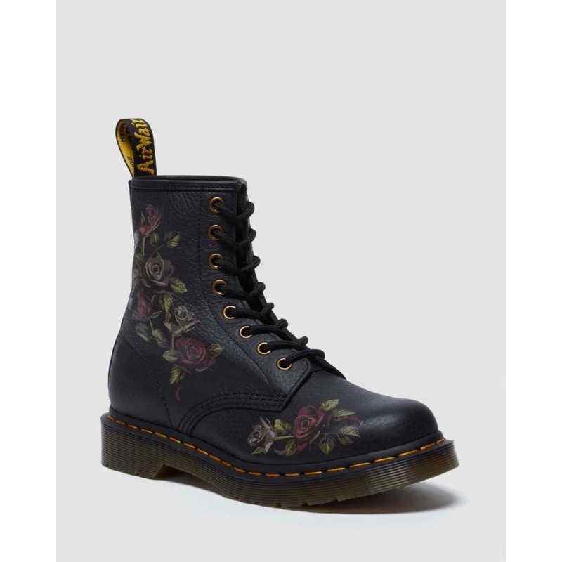 Dr. Martens 1460 8 Eye Leather Boot – Decayed Roses Classic Tumbled Nappa