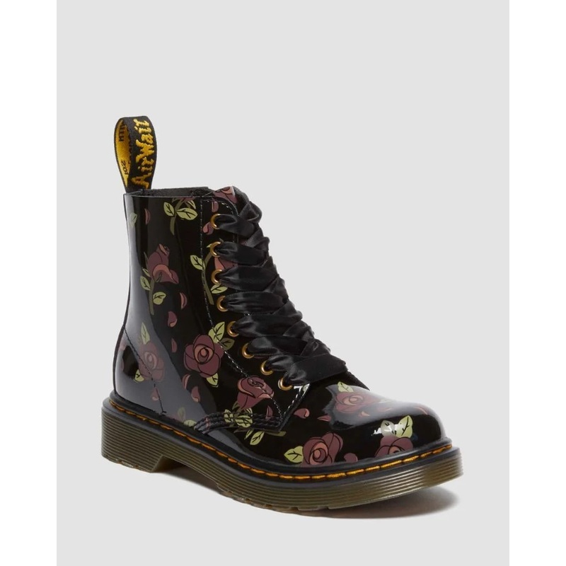 Dr. Martens Junior 1460 Pascal Boot – Decayed Rose Print Patent Lamper