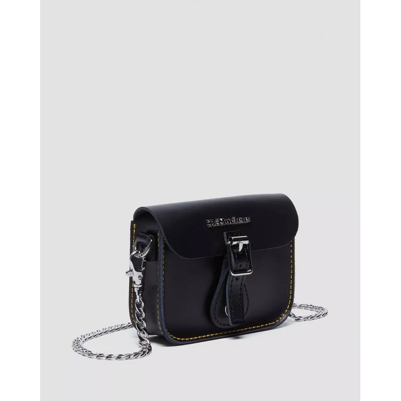 Dr Martens 5 Leather Satchel – Black Kiev & Black Smooth