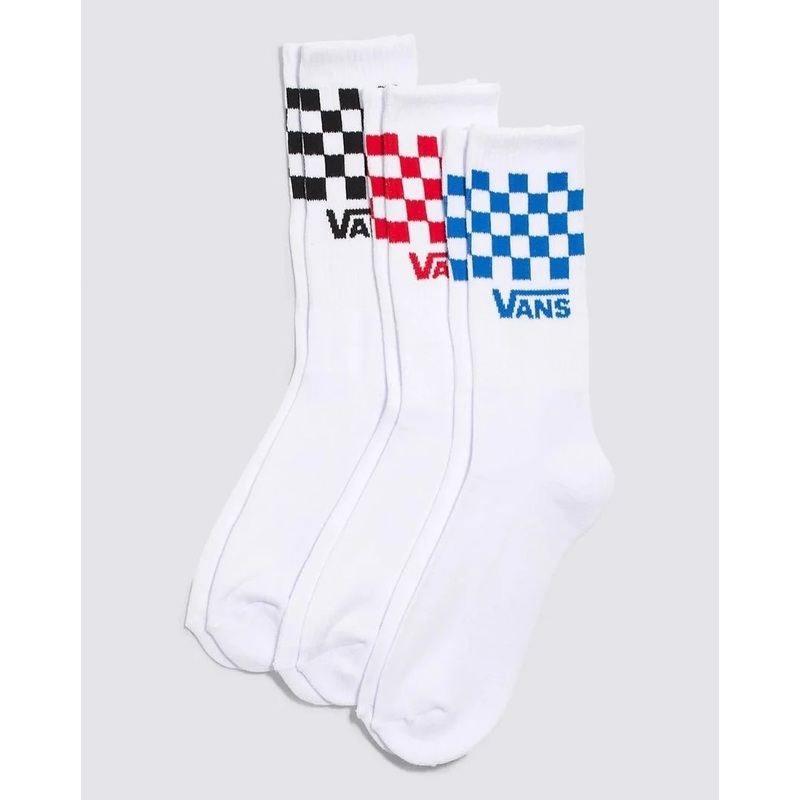 Vans Classic Check Crew Socks 3 Pack – White