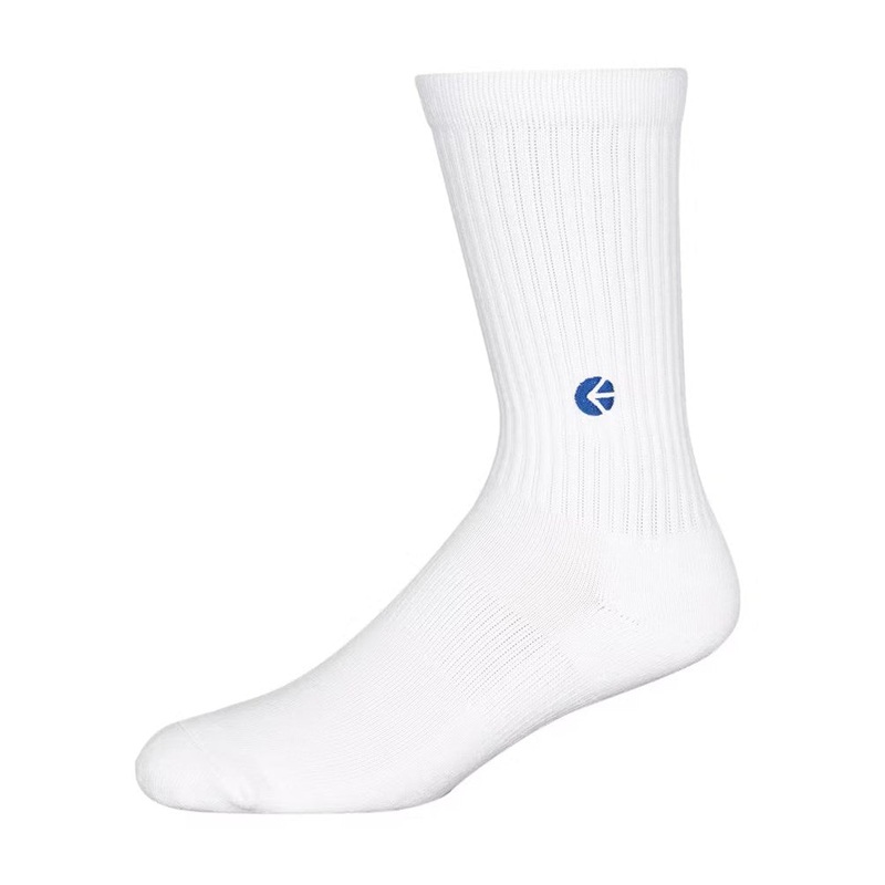 Ethika Mens White Crew Socks – Blue Logo