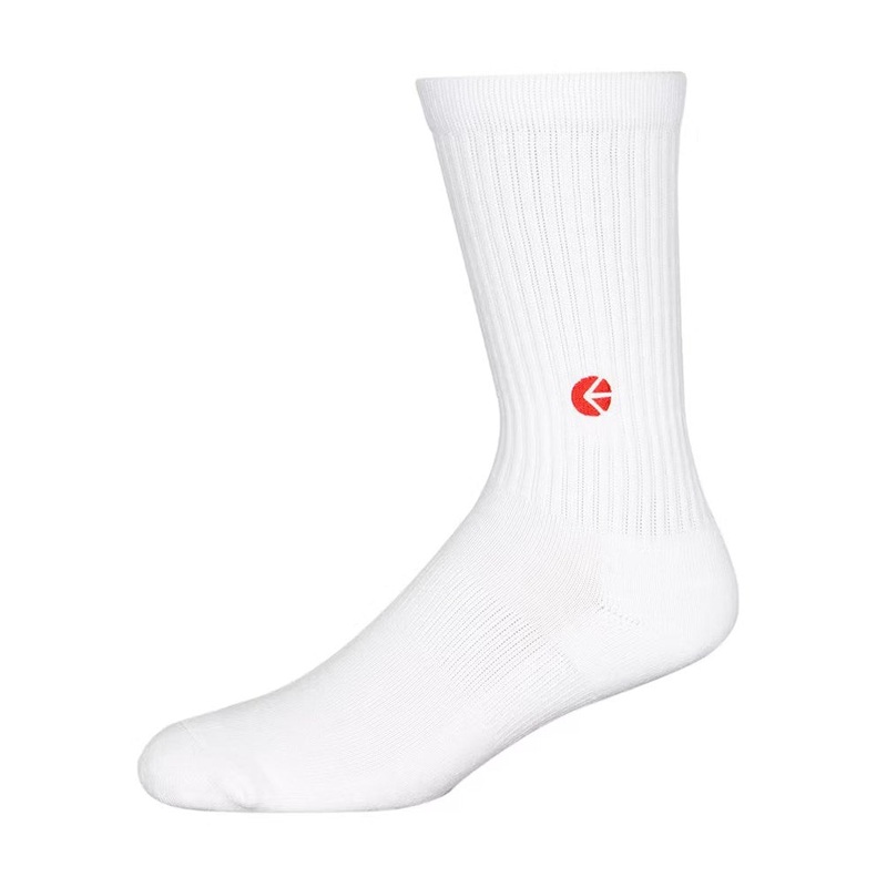 Ethika Mens White Crew Socks – Red Logo