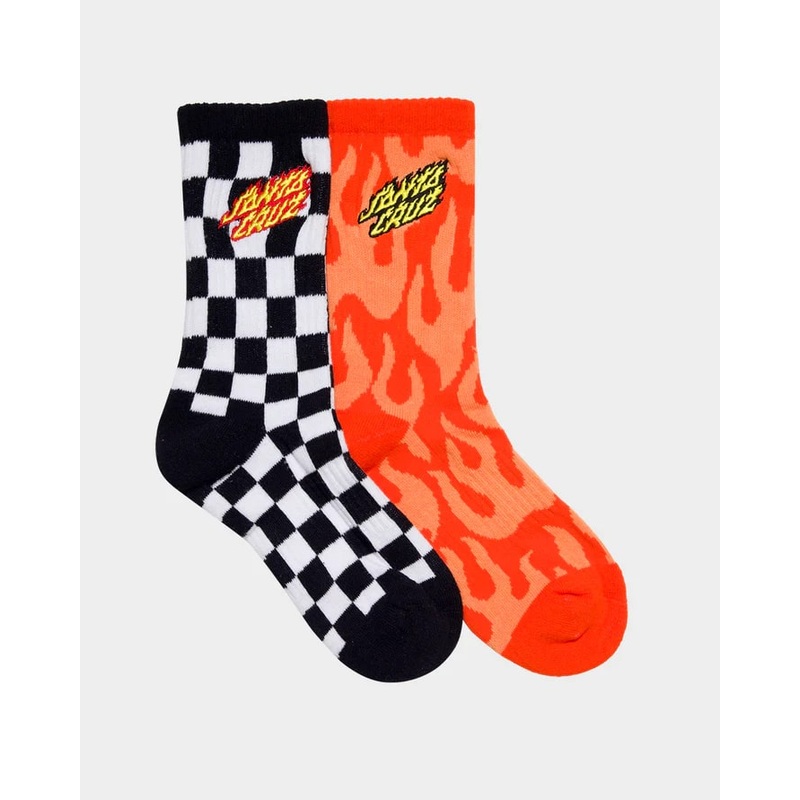 Santa Cruz Flaming Stack Boys Crew Socks 2 Pack