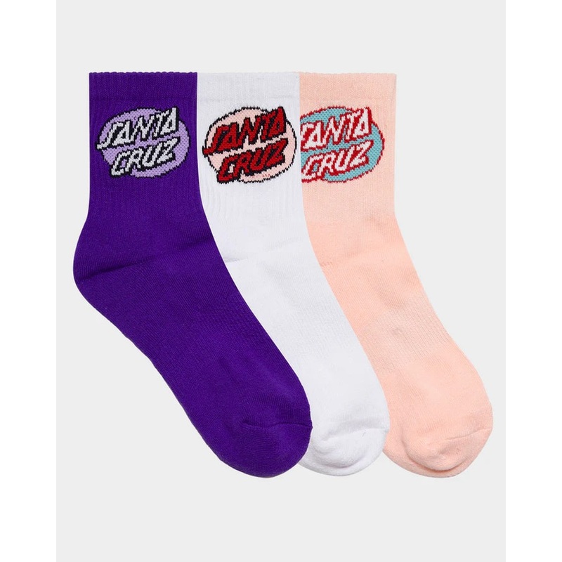 Santa Cruz Oval Dot Girls Mid Socks 3 Pack