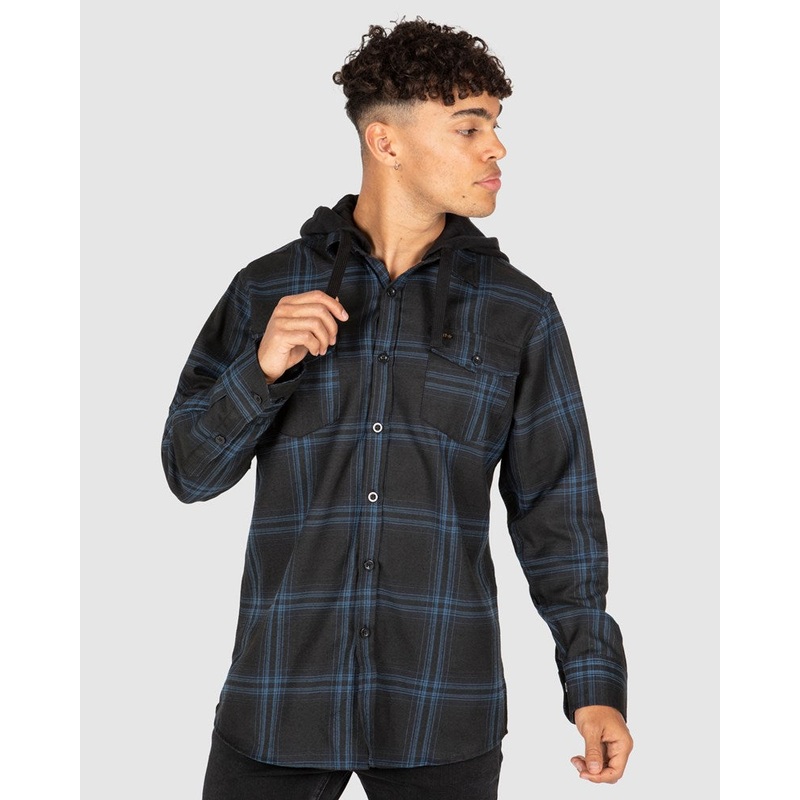 UNIT Chester Hooded  Flannel Shirt
