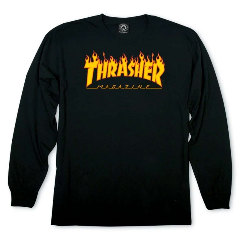 Thrasher Flame Longsleeve Tee|BLACK|S|M|L|XL|XXL