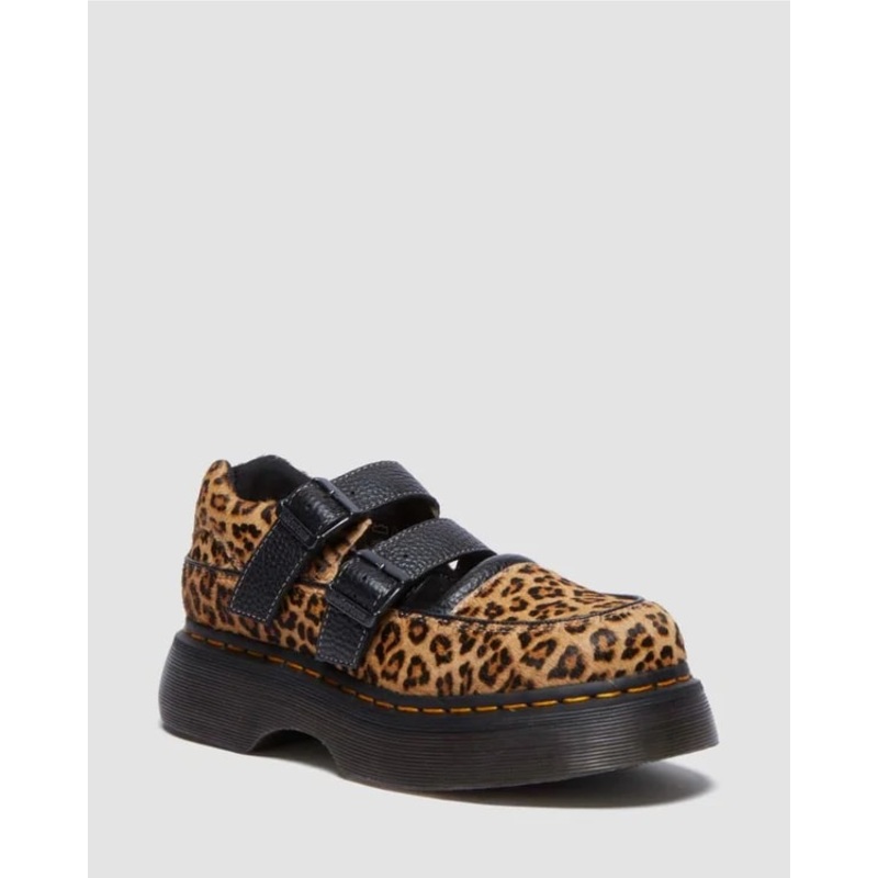 Dr. Martens Buzz Mary Jane Shoe – Light Tan / Mini Leopard Spot Hair On