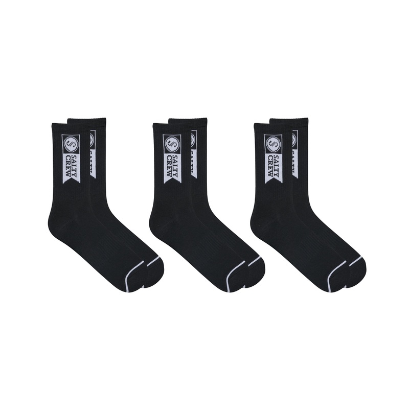 Salty Crew Alpha Socks 3 Pack|Black|OSFM