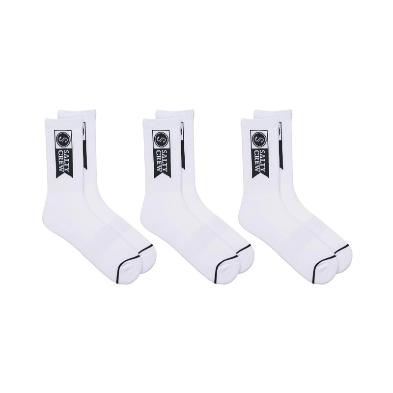 Salty Crew Alpha Socks 3 Pack|White|OSFM