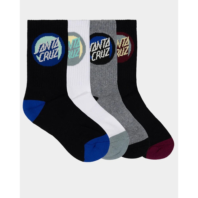 Santa Cruz Bold Shadow Dot Boys Crew Sock 4 Pack