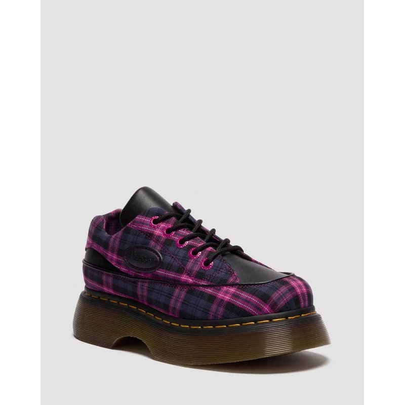 Dr. Martens Buzz 5 Eye Shoe – Black Pink Multi Tartan Woven Sendal