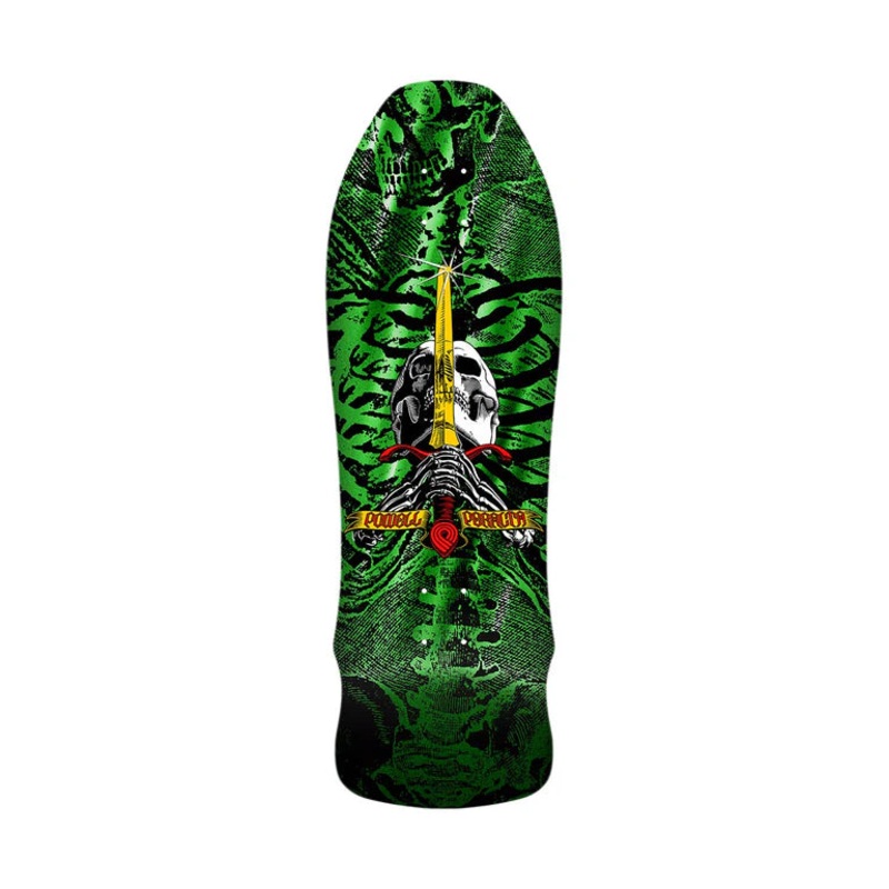 Powell Peralta Geegah Skull & Sword 9.75 Deck – Green Foil
