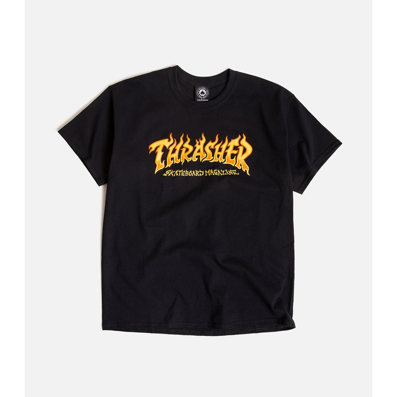 Thrasher Fire Logo T-Shirt|S|M|L|XL|XXL|Black