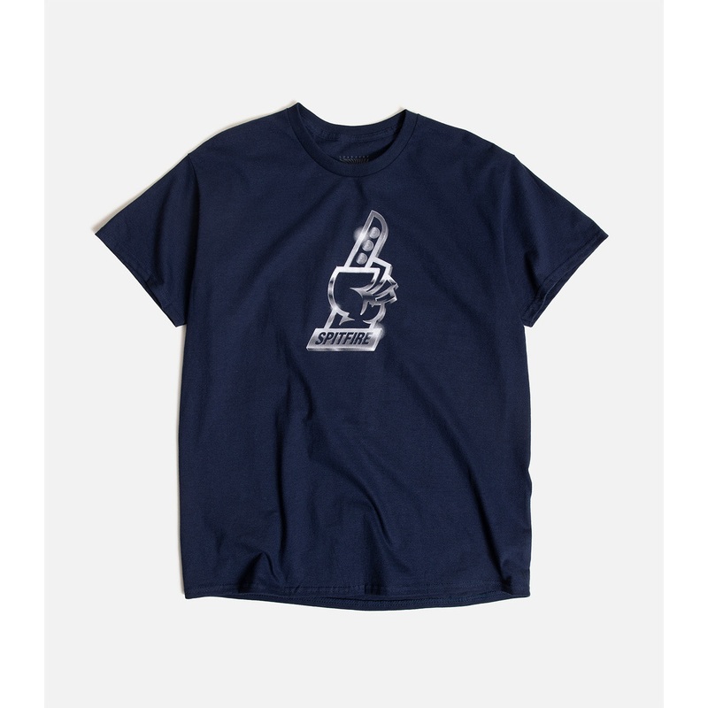 Spitfire Chrome T-Shirt|S|M|L|XL|XXL|Navy