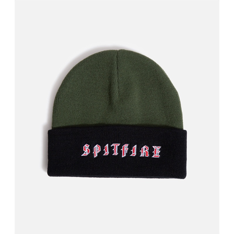 Spitfire Old E Cuff Beanie|O/S|Dark Green/Black