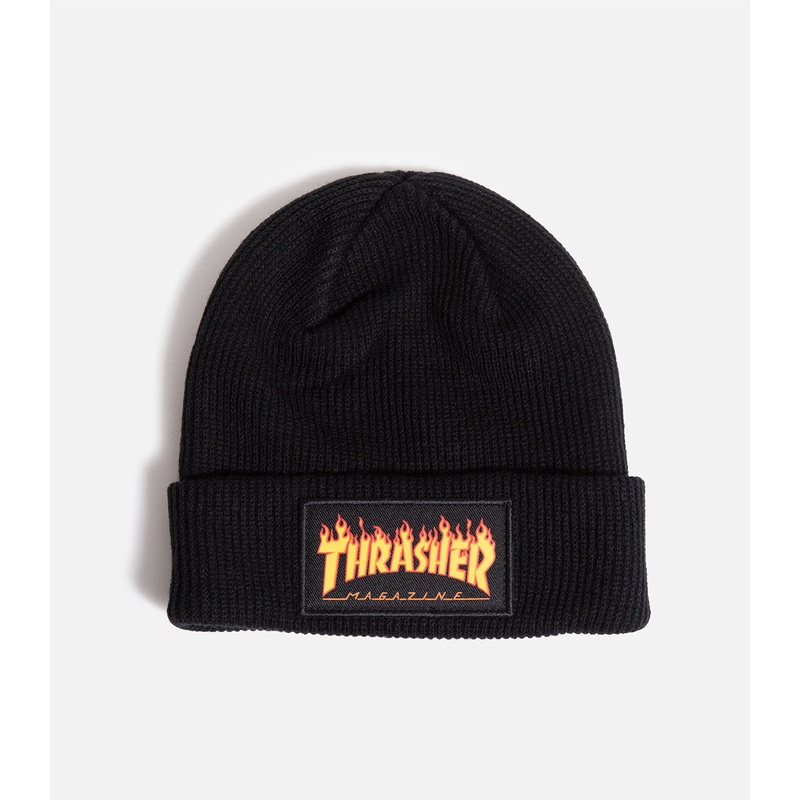 Thrasher Flame Patch Beanie|O/S|Black