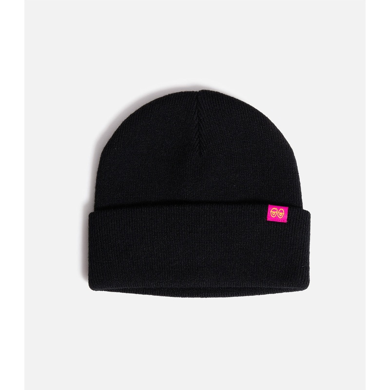 Krooked Eyes Clip Cuff Beanie|O/S|Black/Pink