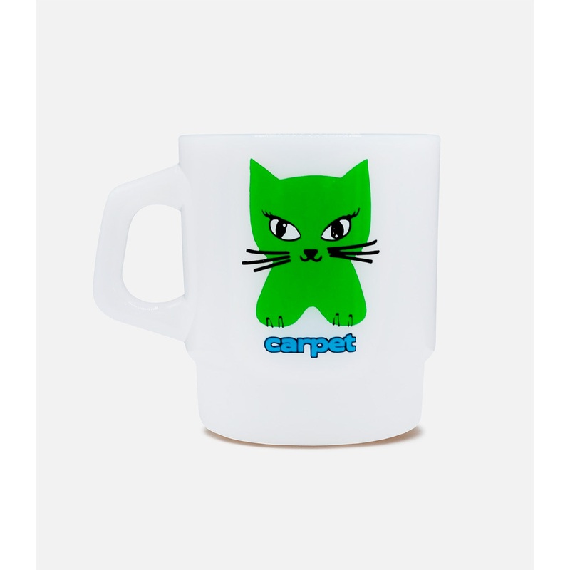 Carpet Cat Milk Glass Mug|Green