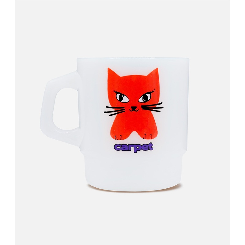 Carpet Cat Milk Glass Mug|Red